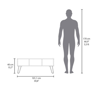 English Elm Coffee Table Marydel Smoke Engineered Wood with Hairpin Legs, Open Shelves, Durable Modern Style B092P238711