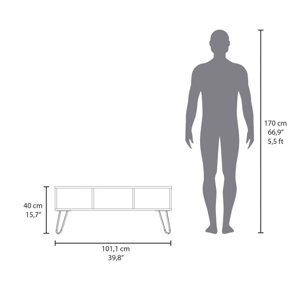 English Elm Coffee Table Marydel Smoke Engineered Wood with Hairpin Legs, Open Shelves, Durable Modern Style B092P238711
