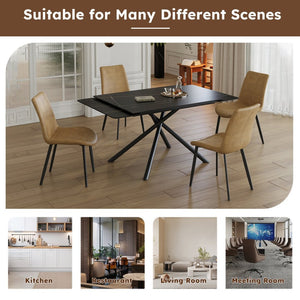 English Elm Retractable Sintered Stone Dining Table Set With 4 Chairs, Modern Design & Durable Carbon Steel Legs W509S00128-GIGA