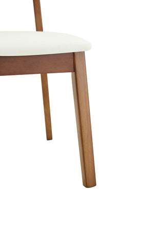 English Elm 2 Solid Walnut Toned Wood Dining Chairs Gray Fabric Seat Hollowed Backrest Modern Walnut,White W1151P455539