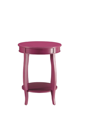 English Elm Aberta Purple Accent Table with Round Top & Lower Storage Shelf, 24" Height, Bold Wood Design B2726P243237
