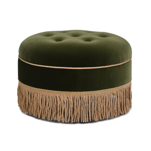 English Elm Jennifer Taylor Home - Yolanda 24" Round Velvet Ottoman - Olive Green, Durable Accent Piece For Living Room Elegance B2719P238168