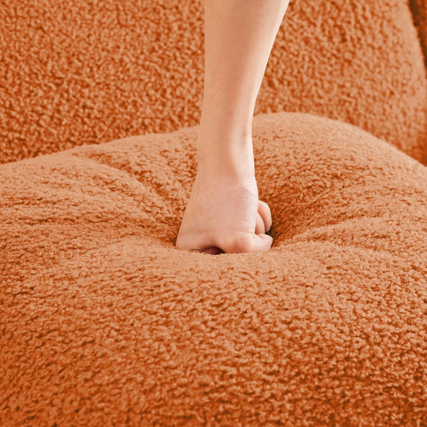 English Elm U-Shaped Cozy Teddy Fabric Sectional Sofa - No Assembly, Ergonomic Support, Anti-Slip Design, Orange W714S01451-GIGA