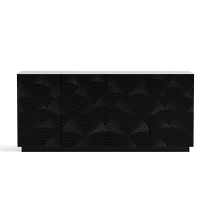 English Elm Sideboard Modern 4-Door Buffet Cabinet with Spacious Top and Enclosed Storage, Durable 66" Long Finish Black W2263P353794