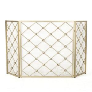 English Elm Christopher Knight Home® - FIRE Prater Iron Fireplace Screen - Black Finish Decorative Hearth Guard, Embers Protection, No Assembly Needed 61128.00GLD