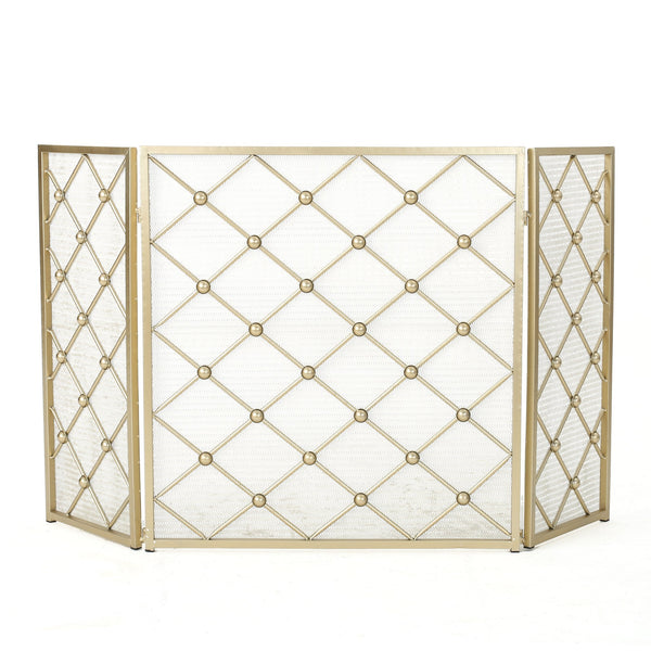 English Elm Christopher Knight Home® - FIRE Prater Iron Fireplace Screen - Black Finish Decorative Hearth Guard, Embers Protection, No Assembly Needed 61128.00GLD