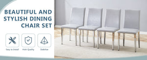 English Elm Four Pu Leather Dining Chairs with Metal Legs Modern Minimalist Set for Stylish Homes W1151P383508