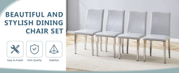 English Elm Four Pu Leather Dining Chairs with Metal Legs Modern Minimalist Set for Stylish Homes W1151P383508