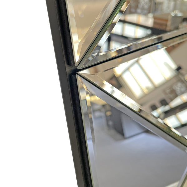 English Elm 3d Beveled Glass Geometric Square Wall Mirror Sculptural Triangular Art for Living Room W3836P410041