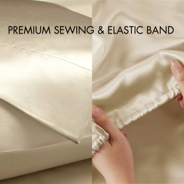 JLA Home Madison Park Essentials - Luxury Satin Sheet Set — Silky OEKO-TEX Certified, Wrinkle-Resistant, Hair & Skin Friendly, Durable 4-Piece Bedding Finish MPE20-1162