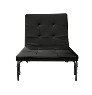 English Elm Senon Adjustable Black Faux Leather Futon Chair with Metal Frame, Casters & Fold-Out Bed, 220lb Capacity B2726P339284