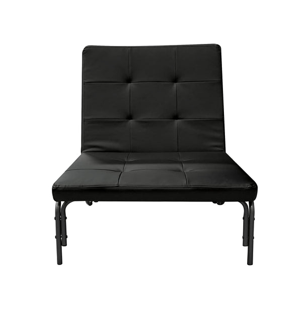 English Elm Senon Adjustable Black Faux Leather Futon Chair with Metal Frame, Casters & Fold-Out Bed, 220lb Capacity B2726P339284