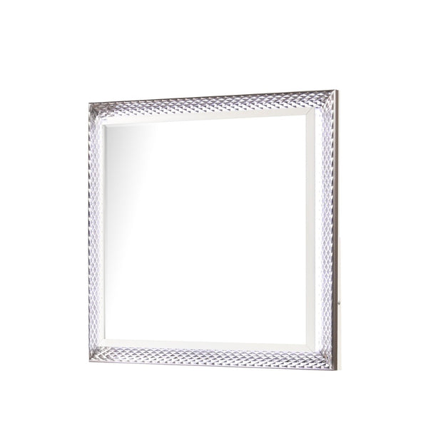 English Elm Fabio Contemporary Queen 5Pc Bedroom Set With Led Lighting, Diamond Accents & White Wood Finish P2 B009S01582-GIGA