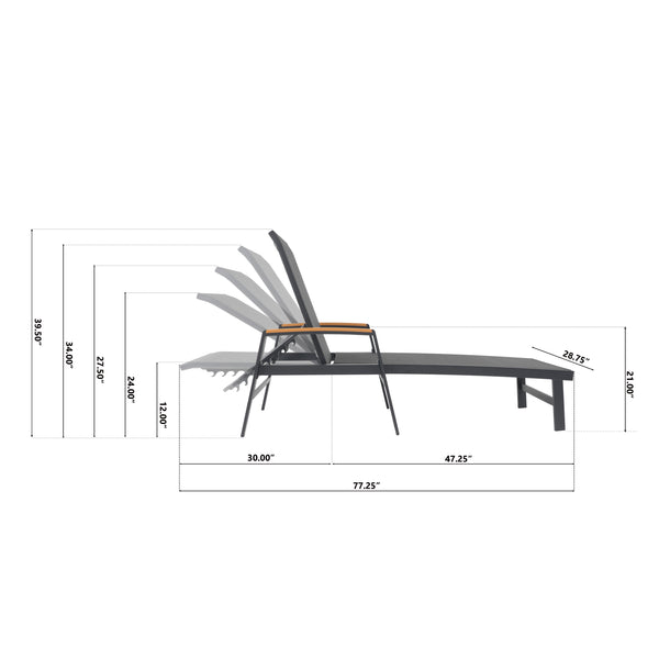 English Elm Christopher Knight Home® - Oxton Chaise Lounge - Stylish Outdoor Relaxation With Adjustable Recline & Durable Mesh Comfort N775P210702B