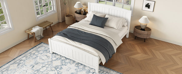 English Elm Queen Solid Wood Platform Bed Frame with Strong Support Slats, No Box Spring Needed, Modern White Finish Light White W1580P374312