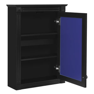 English Elm 20" Medicine Cabinet with Mirror — Space-Saving Wall-Mounted Bathroom Storage with Adjustable Shelf, Modern Carved Design Black N710P317680B