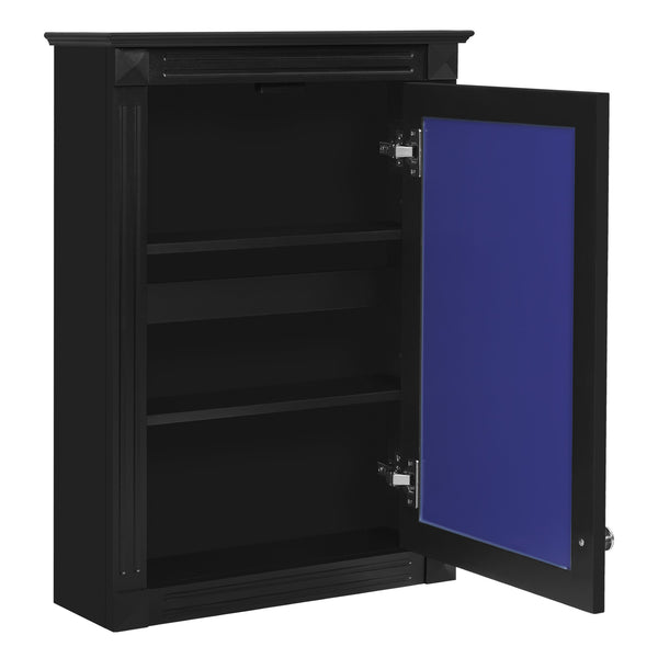 English Elm 20" Medicine Cabinet with Mirror — Space-Saving Wall-Mounted Bathroom Storage with Adjustable Shelf, Modern Carved Design Black N710P317680B