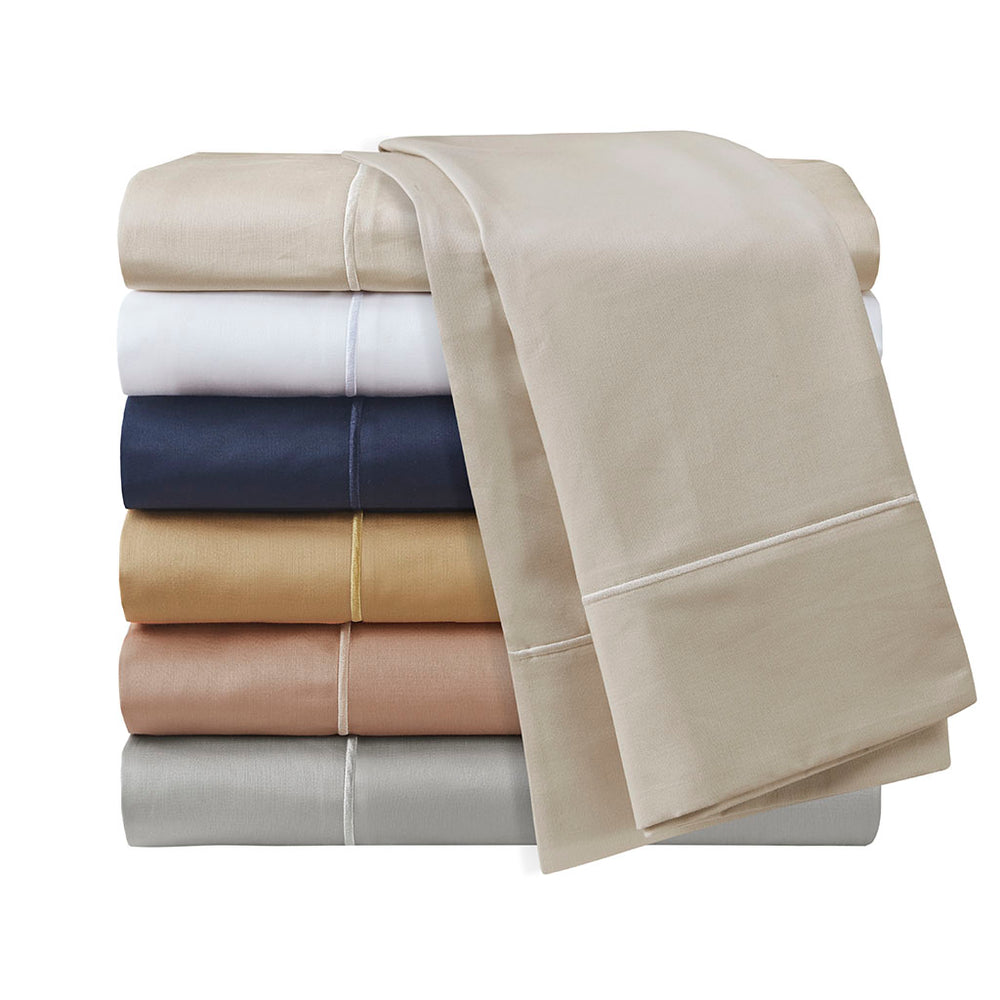 JLA Home Madison Park - Pima long-staple cotton sheet set with Baratta hemstitching, breathable sheen, durable year-round comfort 104 L x 110 W x 0.13H MP20-8006