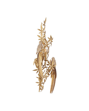 Currey & Company Aviary Gold Wall Sconce: Elegant Biophilic Design With Floral Motifs & Dimmable Single Bulb Ambiance Gold Wrought Iron ,Composite 5000-0281-currey-company