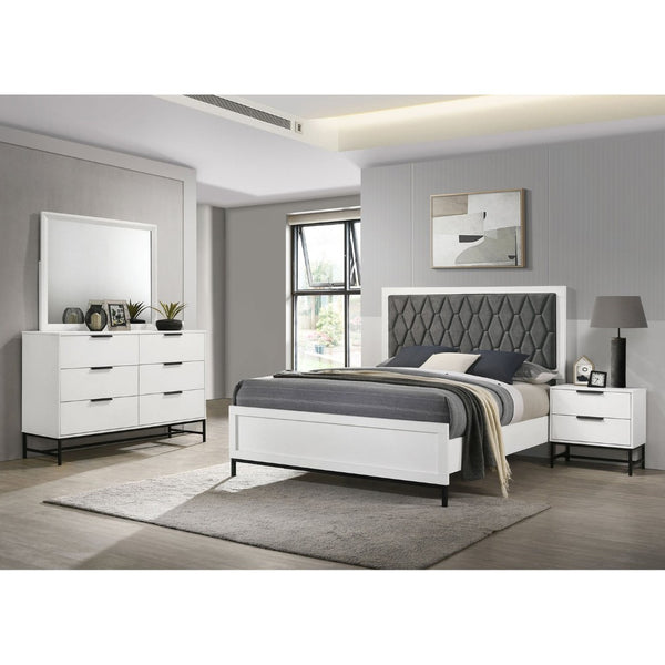 English Elm Taraval Queen Bedroom Set with Diamond Tufted Headboard and Six Drawer Dresser B062S01672
