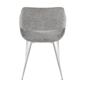 English Elm Margarite Contemporary Dining/Accent Chair Set Of 2 – Stylish Grey Fabric & Chrome Metal Elegance B202S01268