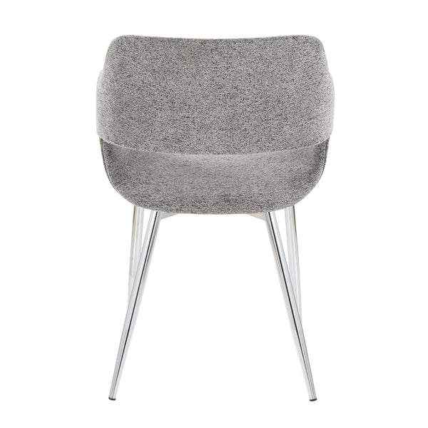 English Elm Margarite Contemporary Dining/Accent Chair Set Of 2 – Stylish Grey Fabric & Chrome Metal Elegance B202S01268