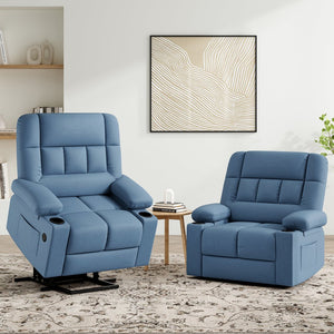 English Elm Oversized Recliner chair with ergonomic support, swivel rocker, quick 5-min assembly for adults comfort Blue T3623P408757