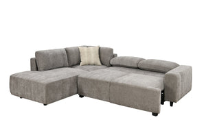 English Elm Sleeper Sectional with Storage Chaise Tufted Chenille Pull Out Sofa Bed Living Room Light Grey W1417S00217