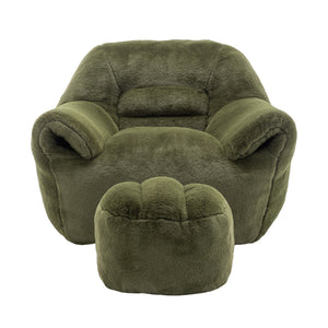 English Elm Bean Bag Chair - Luxurious Faux Fur Sofa With Back Support & Footstool For Ultimate Comfort & Style W2200P326906