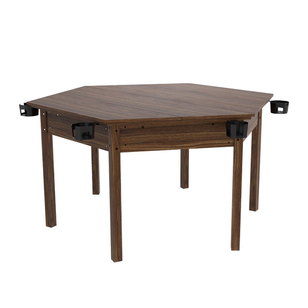 English Elm Board Game Table Hexagonal Dining Surface Removable Top Solid Pine Legs Seats Six W1120S00003