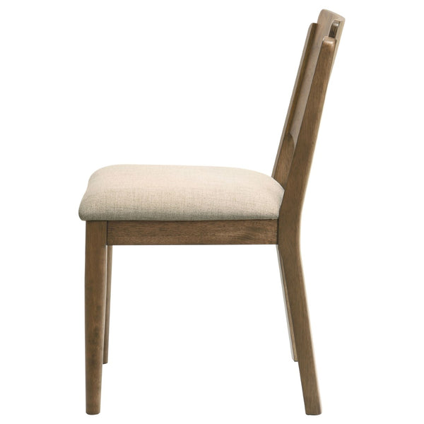 English Elm Graham Walnut Wood Dining Chairs with Beige Seat Cushions Modern Set of Two B062P441071