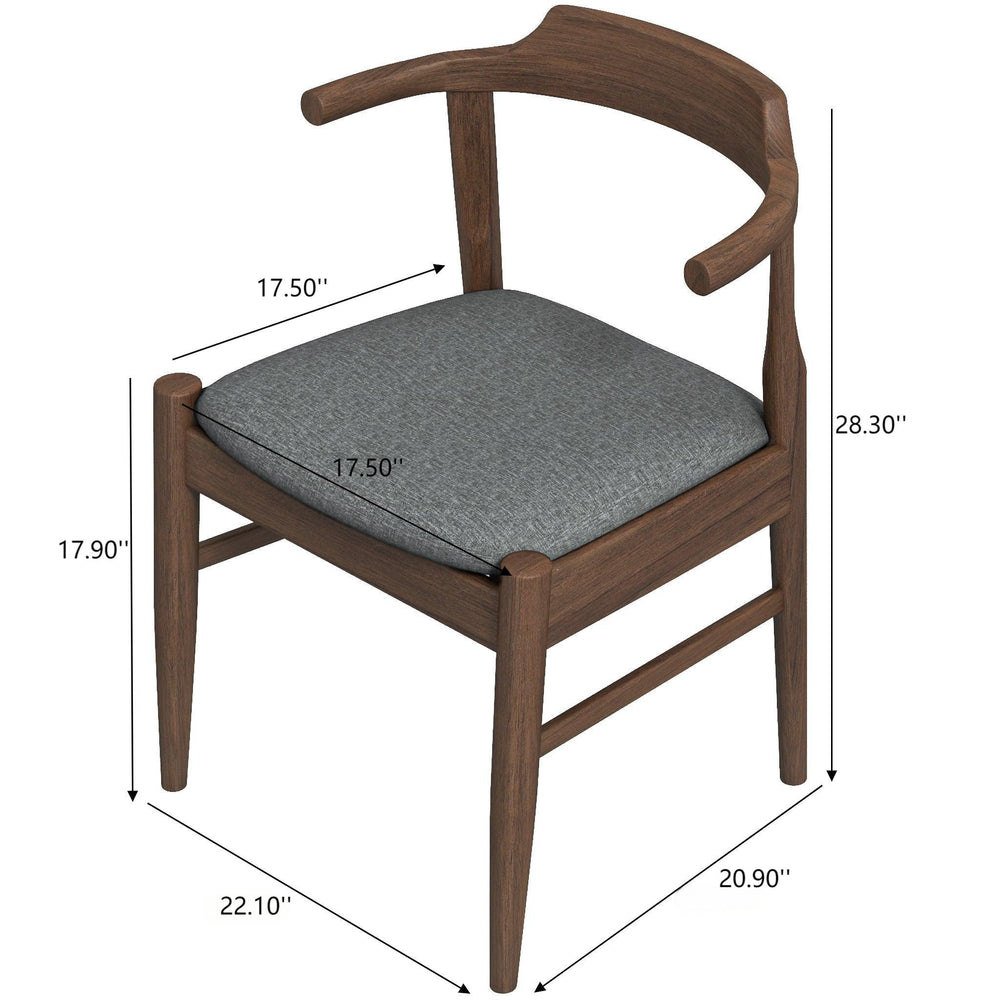 English Elm Ashcroft Furniture - Leon Mid-Century Modern Dining Chair Set of 2 — Grey Fabric, Solid Wood Frame, Compact Stylish Seating for Home B183P232067