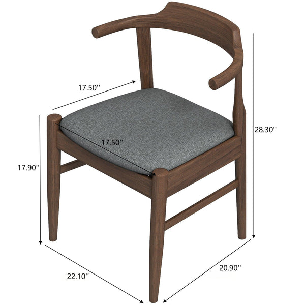 English Elm Ashcroft Furniture - Leon Mid-Century Modern Dining Chair Set of 2 — Grey Fabric, Solid Wood Frame, Compact Stylish Seating for Home B183P232067