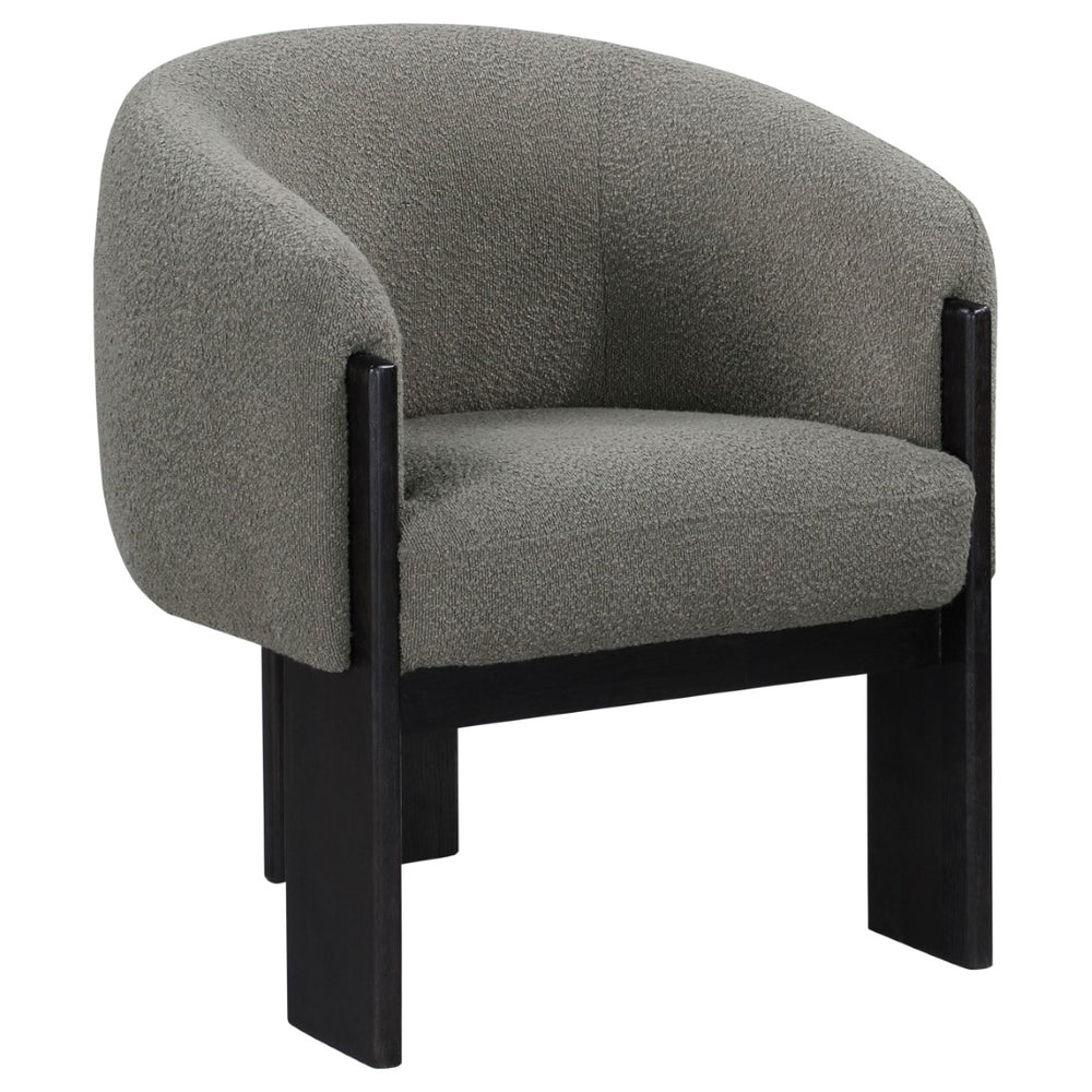 English Elm Maciel Boucle Barrel Accent Chair with Matte Black Legs for Modern Living Spaces B062P451836