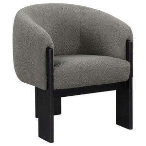 English Elm Maciel Boucle Barrel Accent Chair with Matte Black Legs for Modern Living Spaces B062P451836