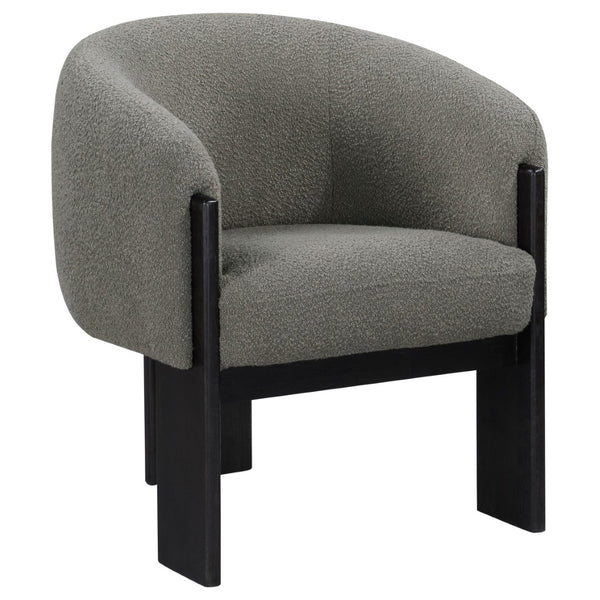 English Elm Maciel Boucle Barrel Accent Chair with Matte Black Legs for Modern Living Spaces B062P451836