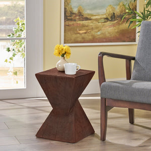 English Elm Christopher Knight Home® - TESS Modern Side Table with Sculptural Hourglass Design, Hand-Finished Accent for Indoor/Patio Spaces Dark Brown N770P341402D