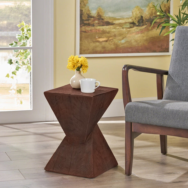 English Elm Christopher Knight Home® - TESS Modern Side Table with Sculptural Hourglass Design, Hand-Finished Accent for Indoor/Patio Spaces Dark Brown N770P341402D