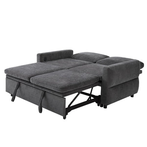 English Elm Convertible Chenille Sleeper Loveseat with Usb Ports and Reclining Backrest for Small Spaces Grey N719P390439E