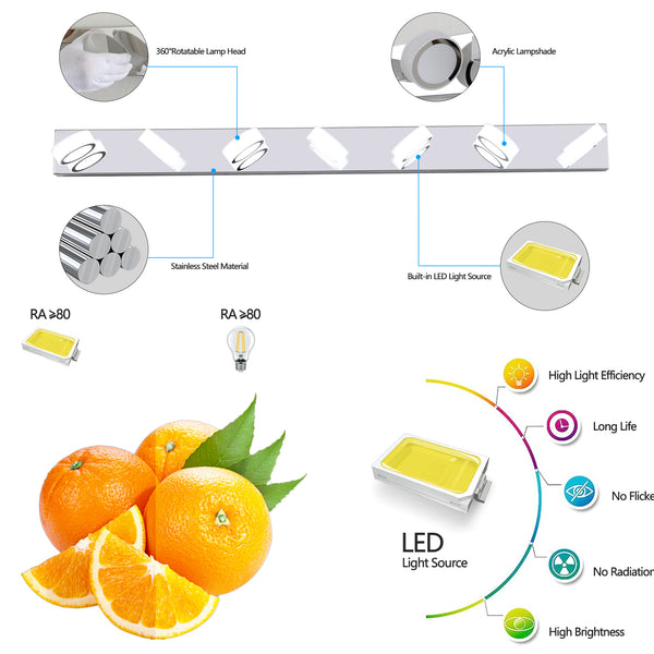 English Elm 52" Modern 7-Light Led Bathroom Vanity Light Fixture - Dimmable Chrome With Frosted Acrylic Shades W2312P374893
