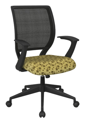 OSP Home Furnishings Screen Back Mesh Task Chair with Lumbar Support and T Arms for Home Office Use Kiwi EM51022N-K109