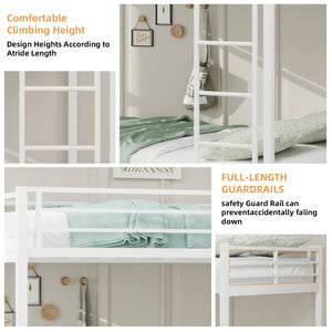 English Elm Durable Iron Bunk Bed with Trundle Safety Rails Kids Guest Twin Full Metal W1935P360857