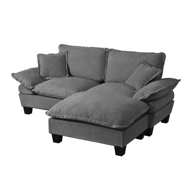 English Elm Modular Cloud Sectional Sofa Chenille Upholstered with Ottoman for Apartment Living Grey W3163S00112