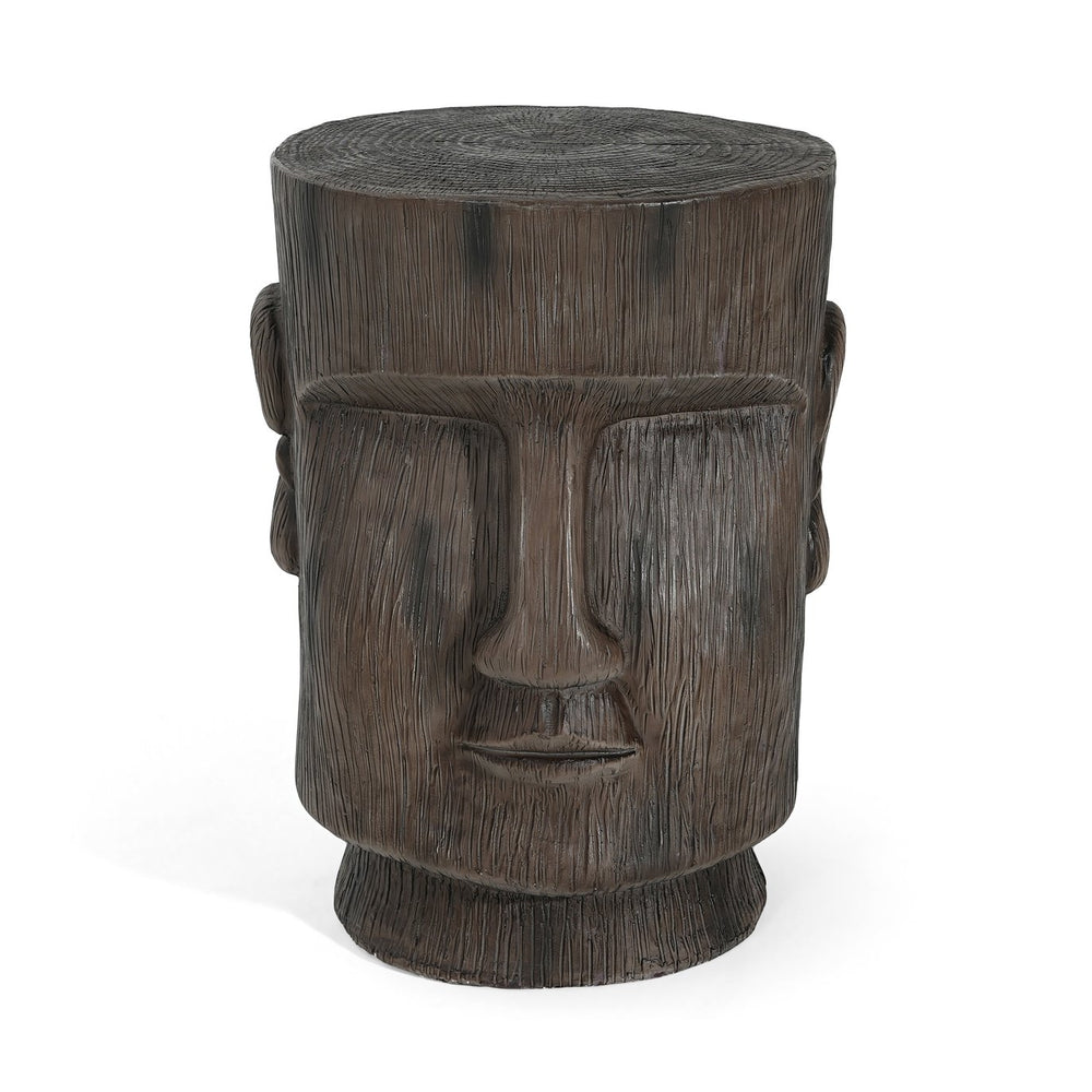 English Elm Christopher Knight Home® - Outdoor Moai Head Side Table - Light Grey Magnesium Oxide Pedestal, Weatherproof Accent Stool N770P342313L