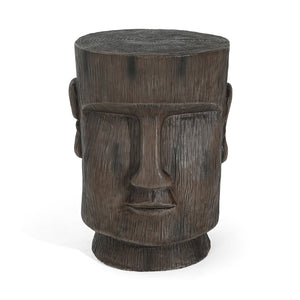 English Elm Christopher Knight Home® - Outdoor Moai Head Side Table - Light Grey Magnesium Oxide Pedestal, Weatherproof Accent Stool N770P342313L