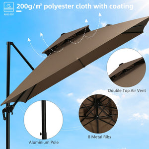 English Elm Outsunny 10Ft Offset Cantilever Patio Umbrella With Crank, 360° Rotation, Easy Tilt & Cover, Coffee W2225P217596-GIGA