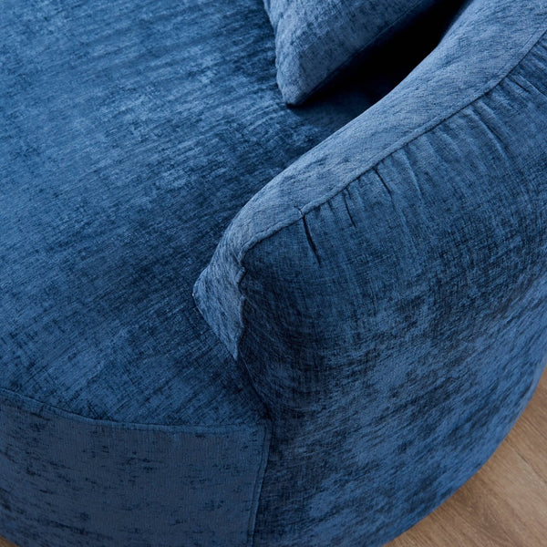 English Elm 111" L Shaped Cloud Sofa Plush Chenille Upholstered High Density Foam Apartment Living Room Blue W1669S00055