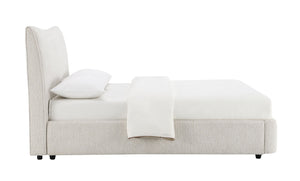 English Elm Renee Chenille Upholstered Queen Bed Padded Headboard Footboard No Tool Assembly B2756S00033