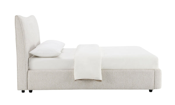 English Elm Renee Chenille Upholstered Queen Bed Padded Headboard Footboard No Tool Assembly B2756S00033