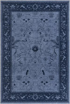 Unique Loom La Jolla Floral Machine Made Floral Rug Blue, Navy Blue 7' 1" x 10' 0"